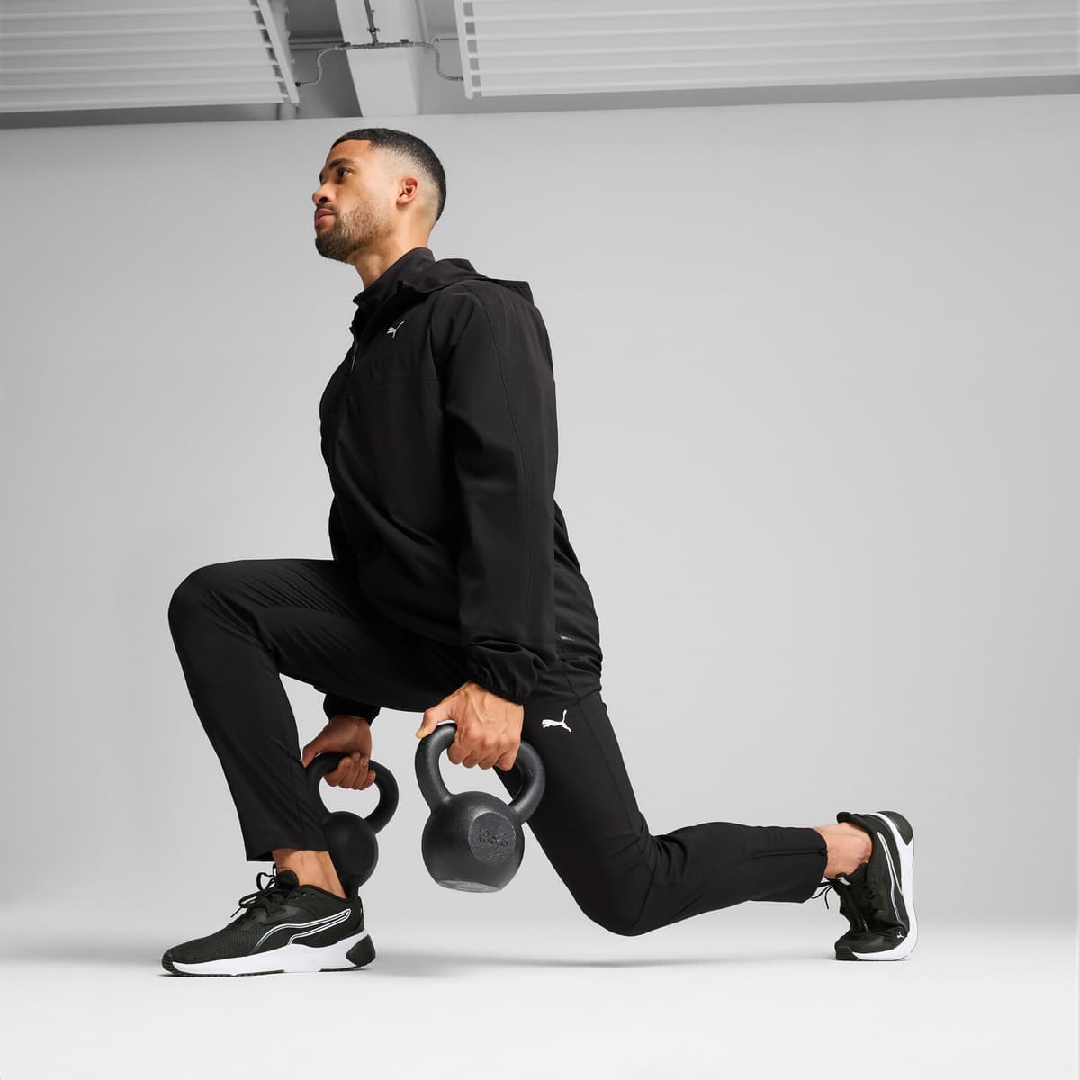 PUMA TAD TECH geweven top met volledige rits voor Heren, Zwart, Maat L thumbnail 6