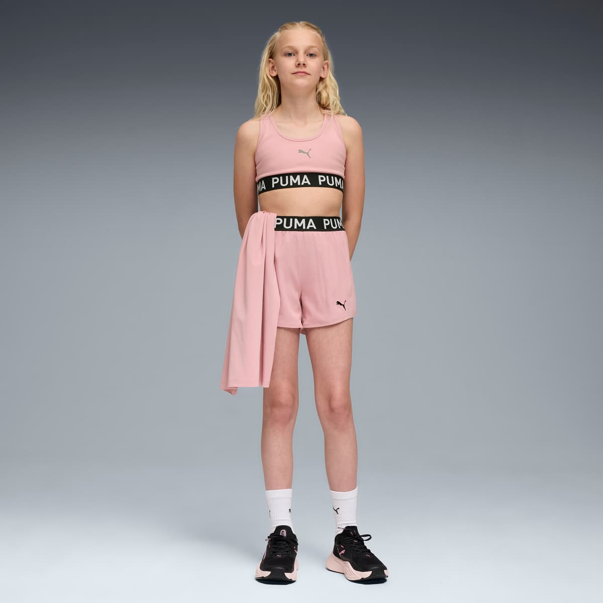 PUMA STRONG bh voor Dames, Roze, Maat 7-8Y thumbnail 4