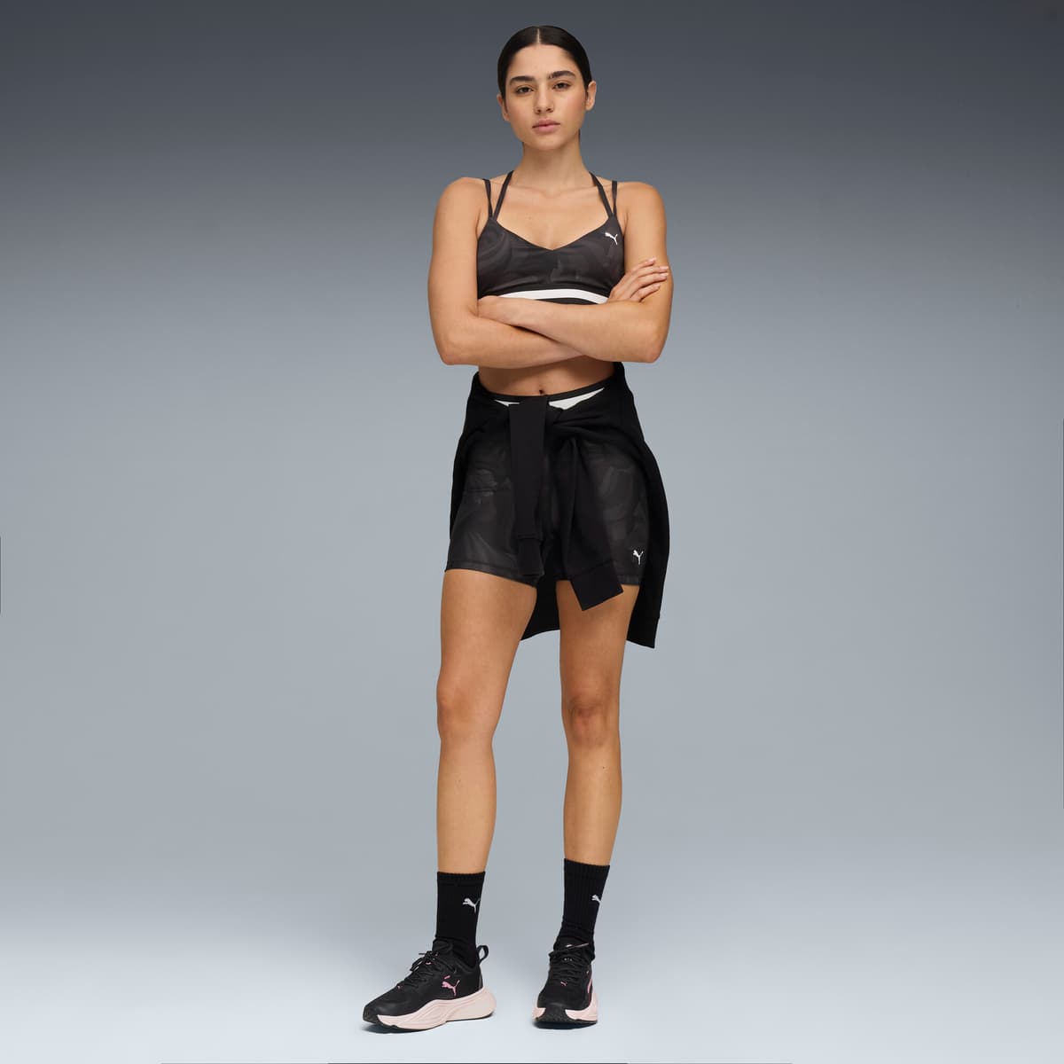 PUMA FLORAL RIBBON bh met lage ondersteuning voor Dames, Zwart, Maat S thumbnail 4