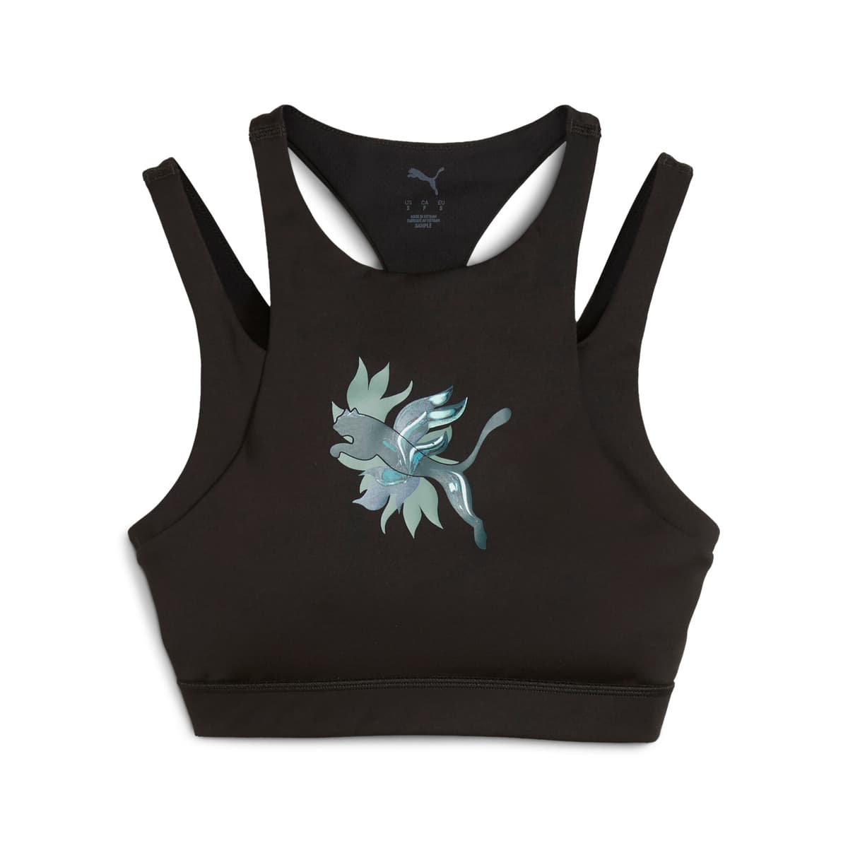 PUMA Groen TERRAINS GRAPHIC BH - MID voor Dames, Zwart, Maat XXS thumbnail 3