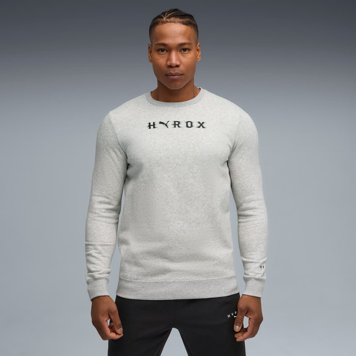 PUMA x HYROX Heavyweight top met ronde hals voor Heren, Grijs, Maat S