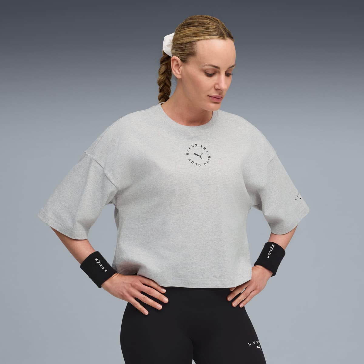 PUMA x HYROX kort Lifestyle-T-shirt voor Dames, Grijs, Maat XXS