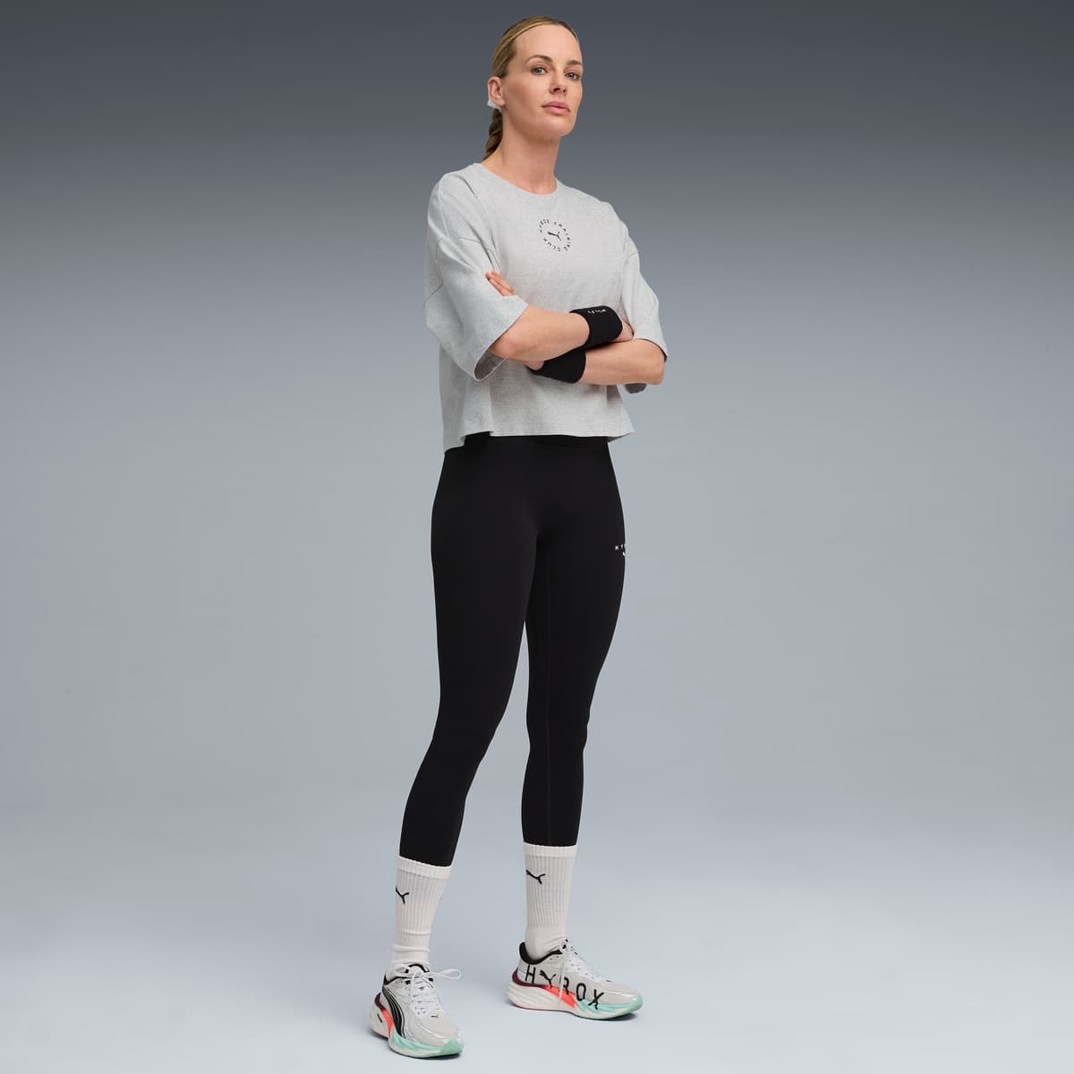 PUMA x HYROX kort Lifestyle-T-shirt voor Dames, Grijs, Maat XXS thumbnail 4