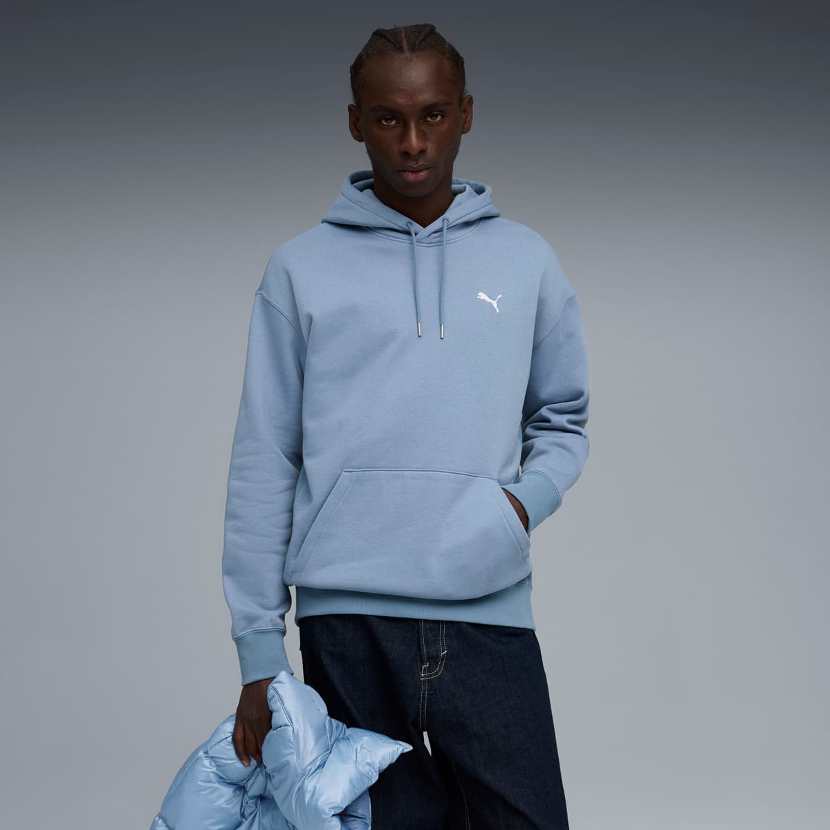 PUMA Wardrobe Essentials relaxte fleece hoodie voor Heren, Blauw, Maat XXL