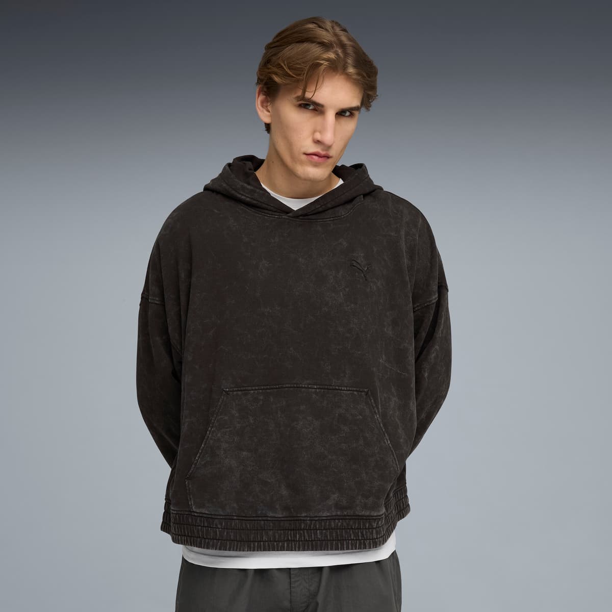 FUTURE.PUMA.ARCHIVE boxy verwassen uniseks hoodie, Zwart, Maat L