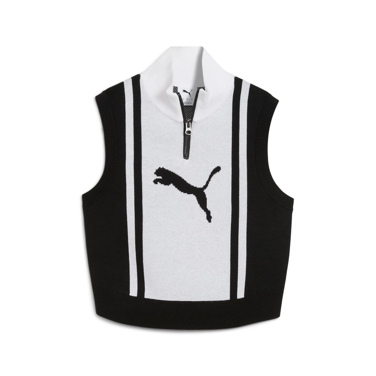 FUTURE.PUMA.ARCHIVE gebreide tanktop met halve rits voor Dames, Zwart/Wit, Maat M thumbnail 3