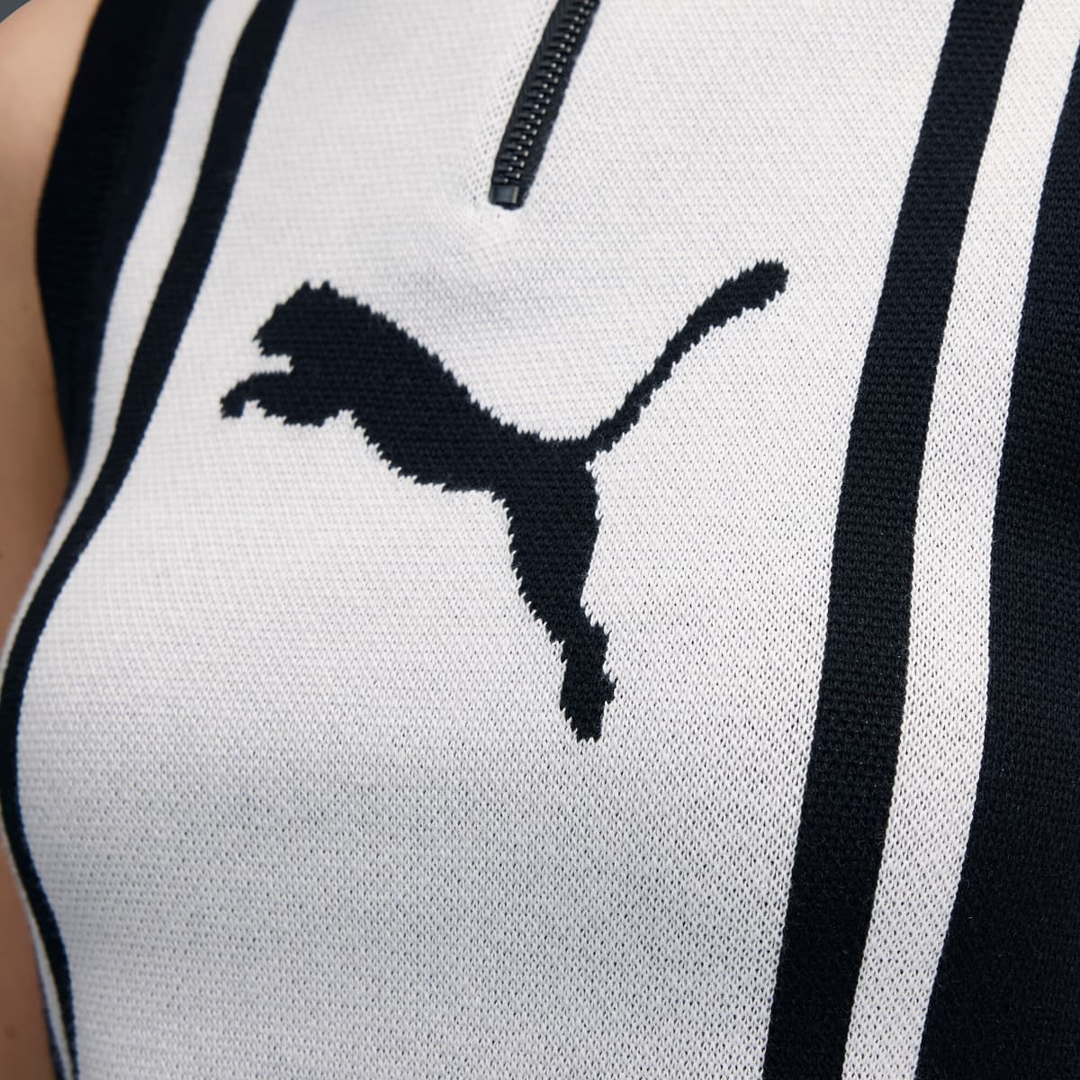 FUTURE.PUMA.ARCHIVE gebreide tanktop met halve rits voor Dames, Zwart/Wit, Maat M thumbnail 4