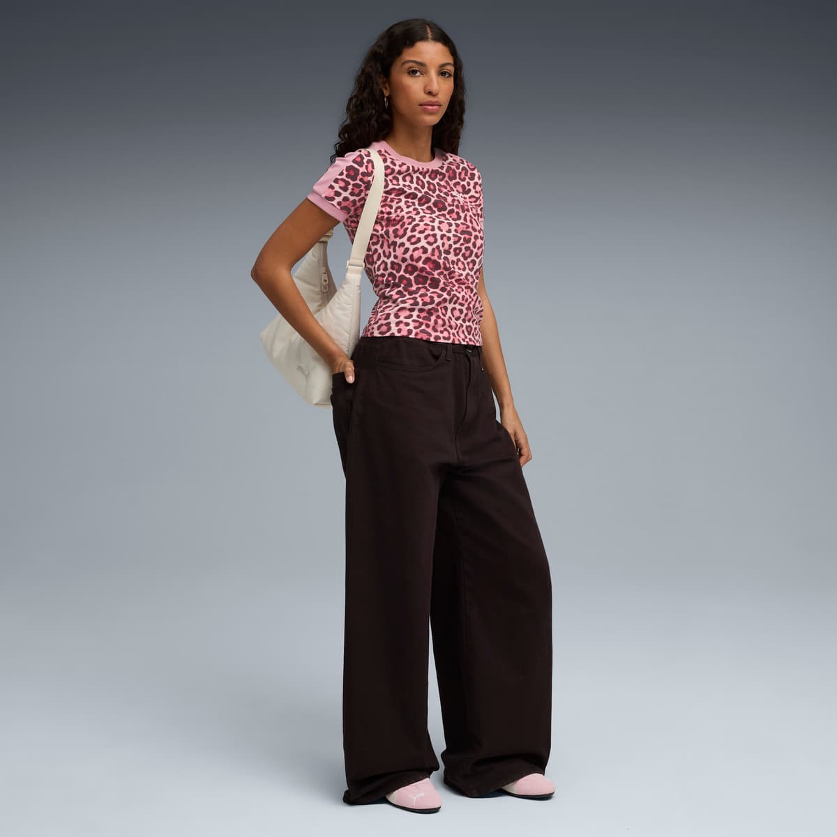 PUMA T7 Leo Luxe Slim T-shirt voor Dames, Roze, Maat XL thumbnail 4