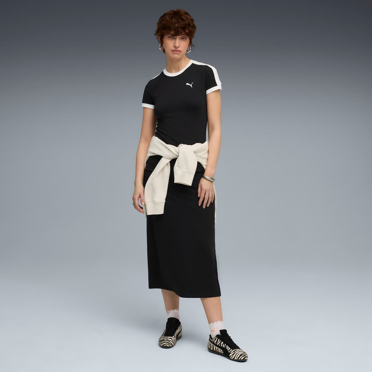 PUMA Wardrobe Essentials jurk met slanke pasvorm voor Dames, Zwart, Maat L thumbnail 4