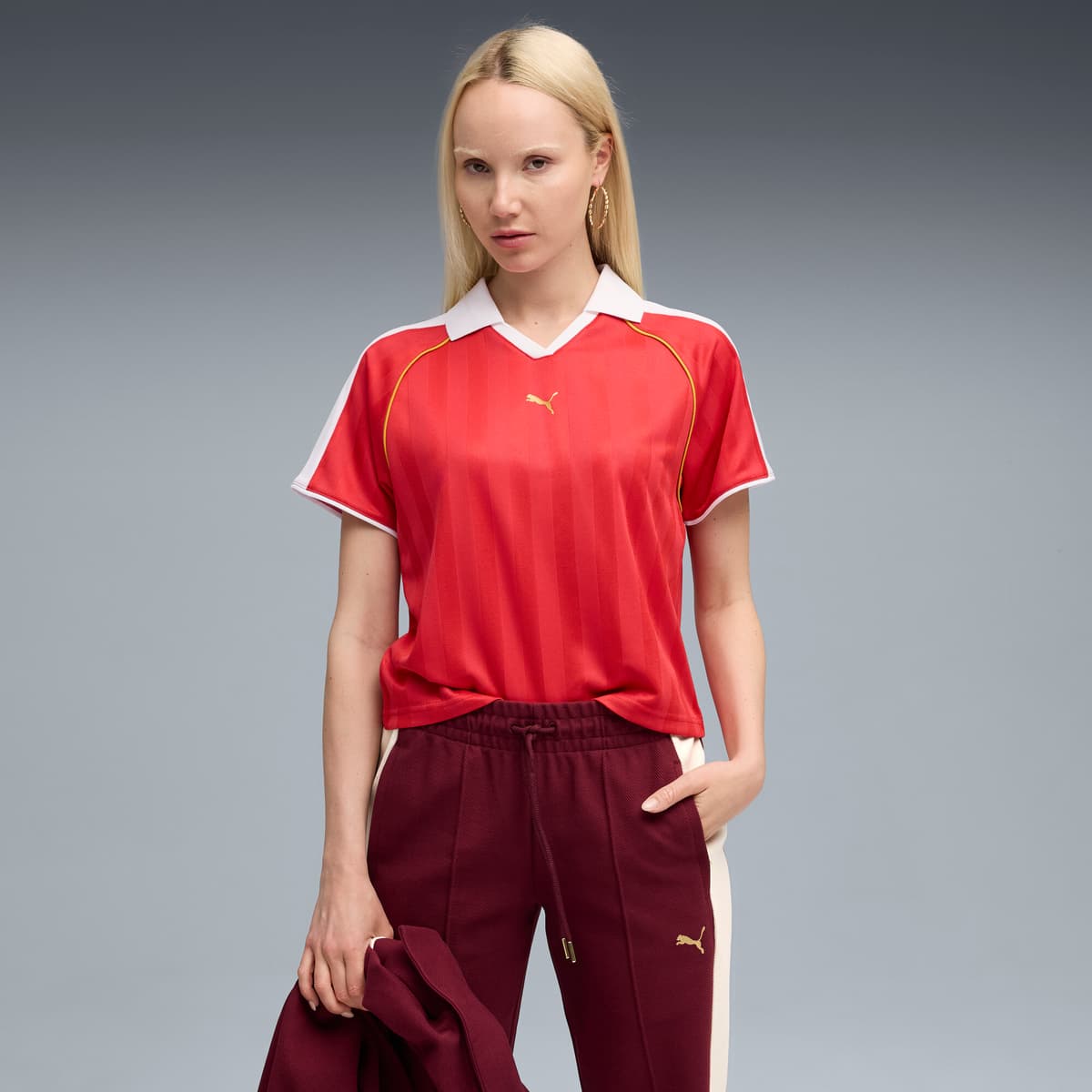 PUMA T7 Relaxed voetbalshirt voor Dames, Rood, Maat L