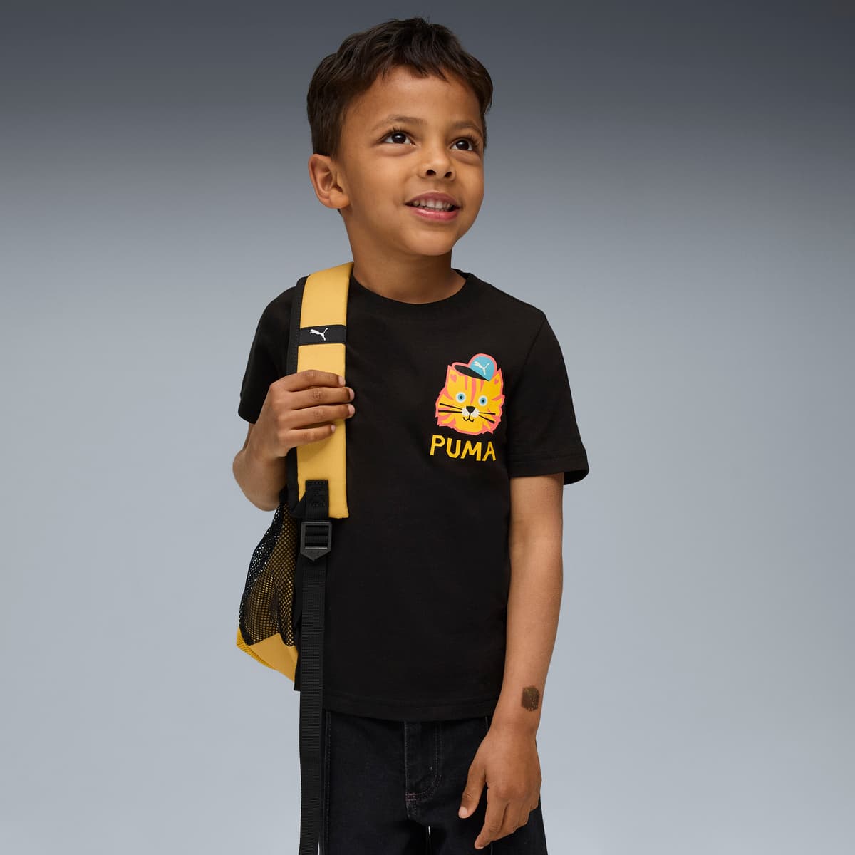 PUMA Moody Cat Graphic T-shirt I, Zwart, Maat 2-3Y