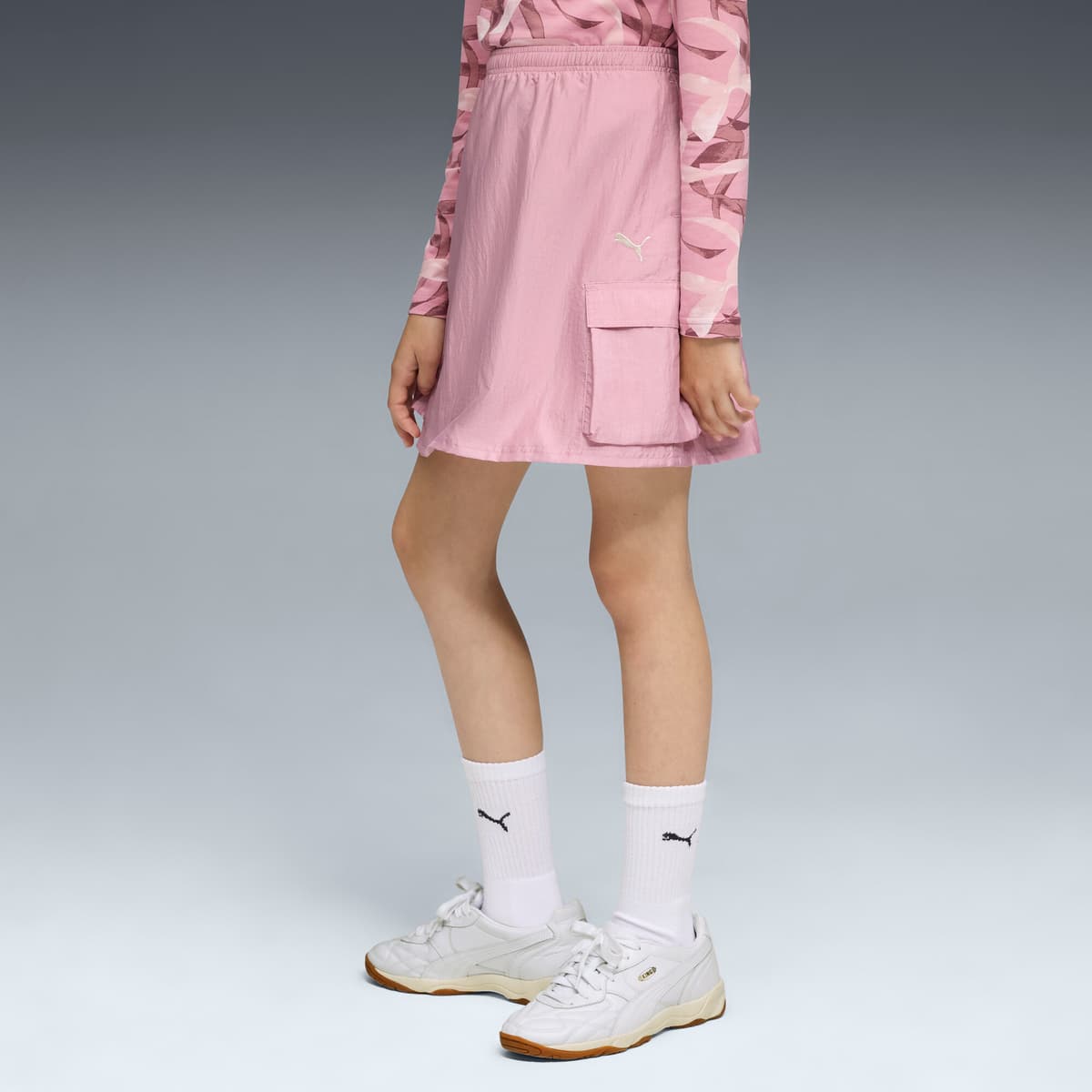 PUMA Bowtique Midi geweven cargorok voor Dames, Roze, Maat 9-10Y