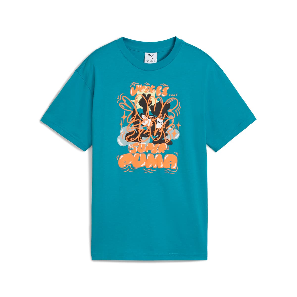 Super PUMA T-shirt met print voor Heren, Blauw, Maat 11-12Y