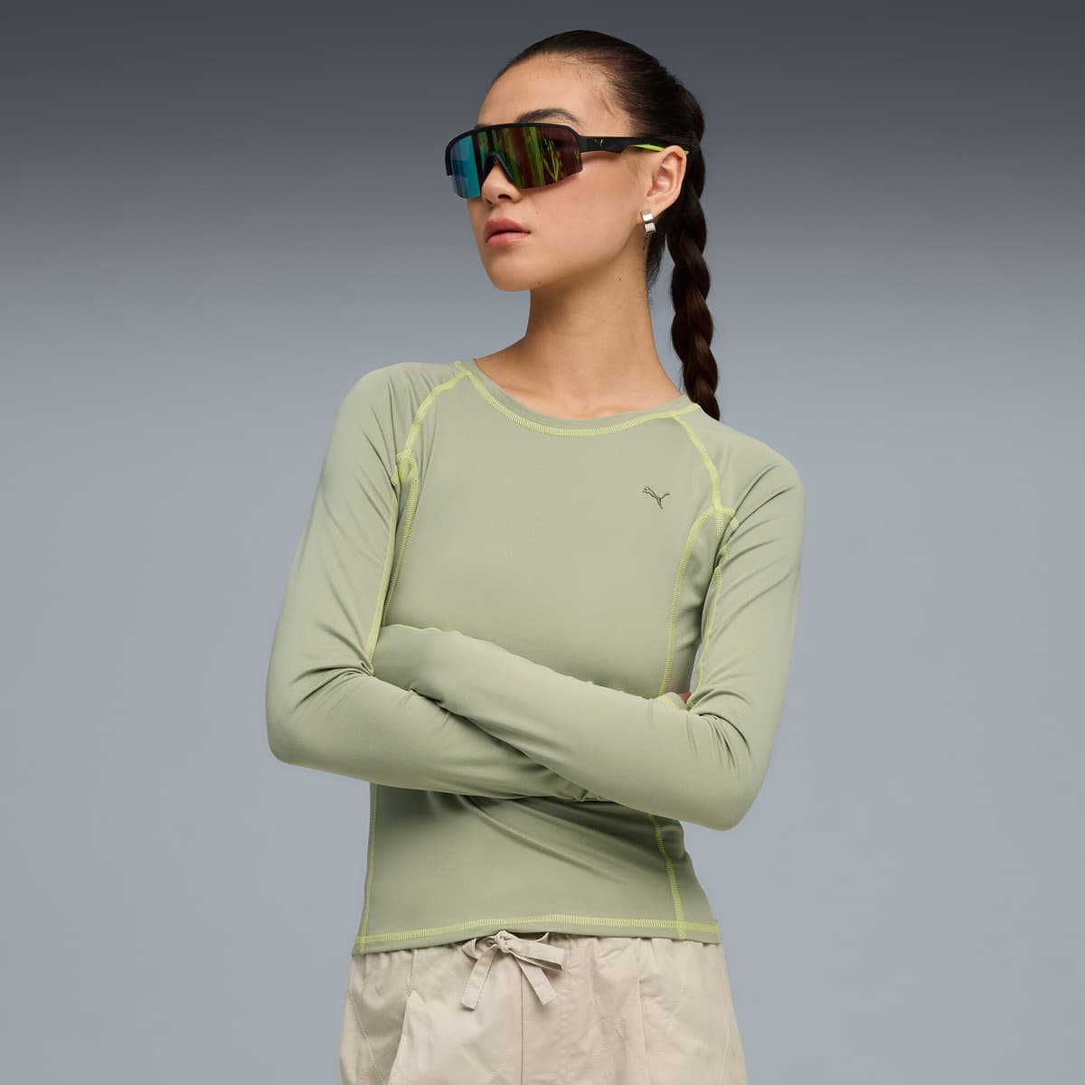 PUMA YONA strakke top met lange mouwen voor Dames, Maat XXS