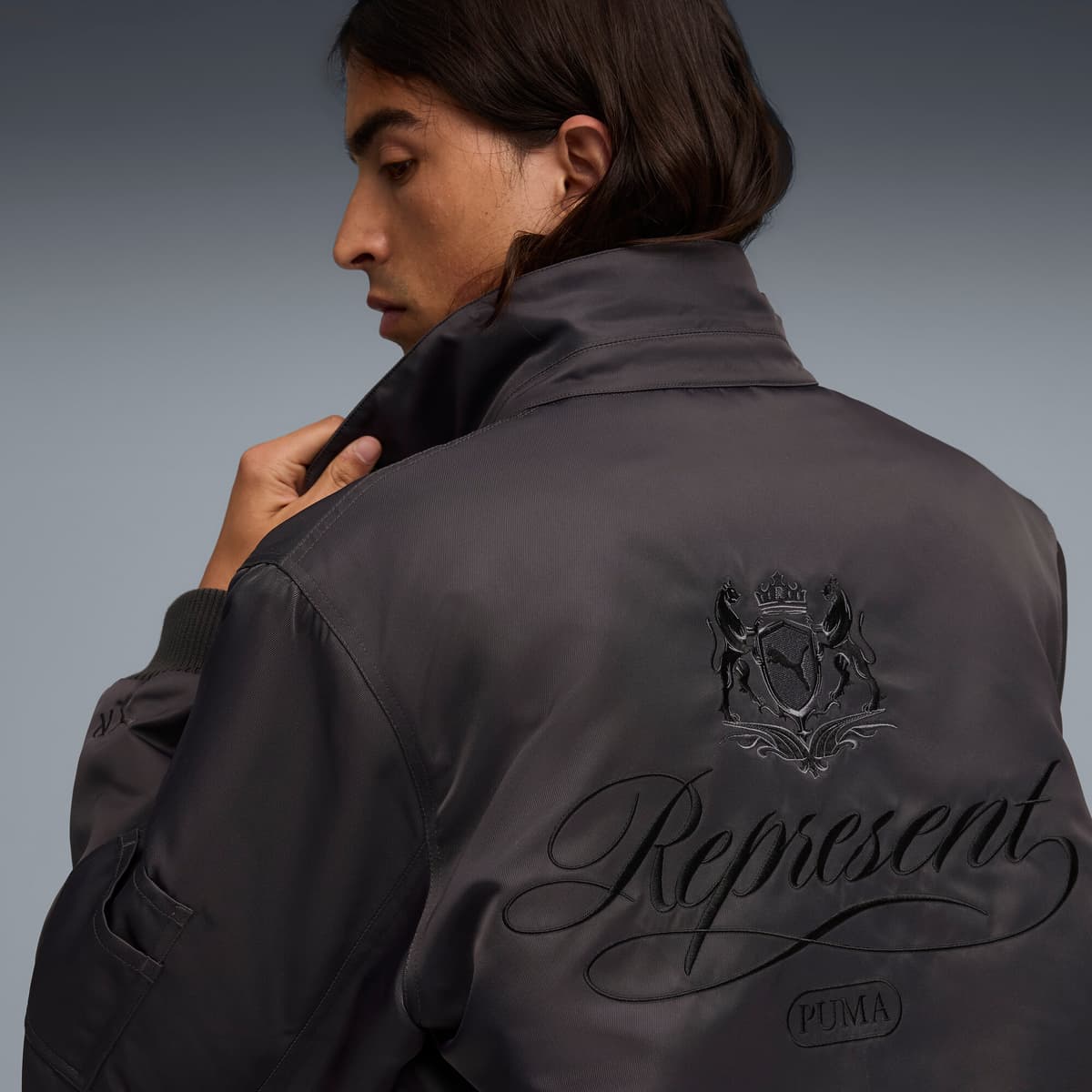 PUMA x REPRESENT bomberjack voor Heren, Grijs, Maat XL thumbnail 7