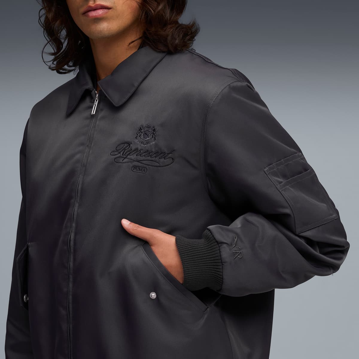 PUMA x REPRESENT bomberjack voor Heren, Grijs, Maat XL thumbnail 4
