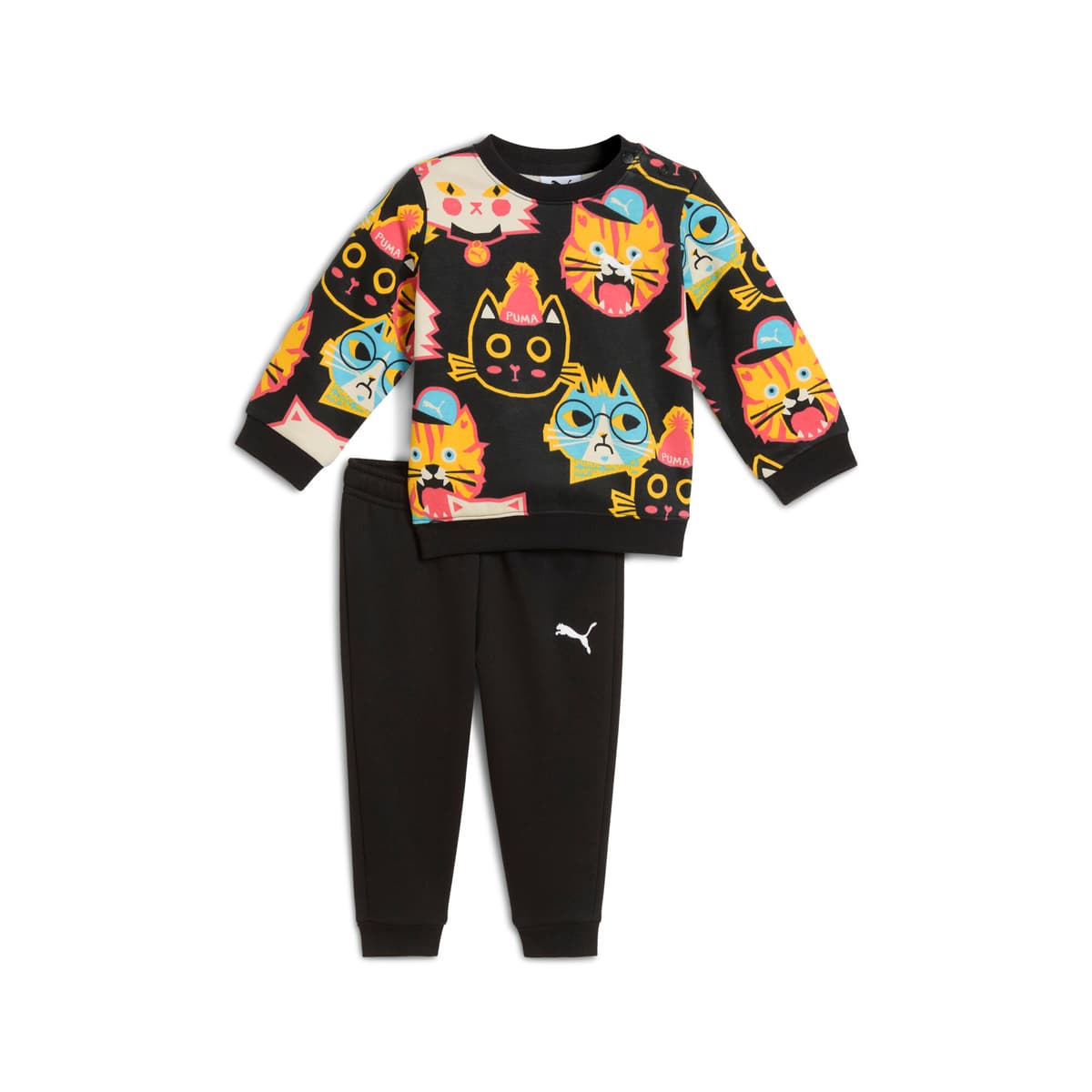 PUMA Minicats Moody Cat AOP Crew set, Zwart, Maat 3-4Y