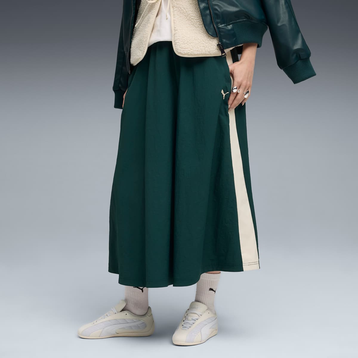 PUMA T7 Woven midirok voor Dames, Groen, Maat XS