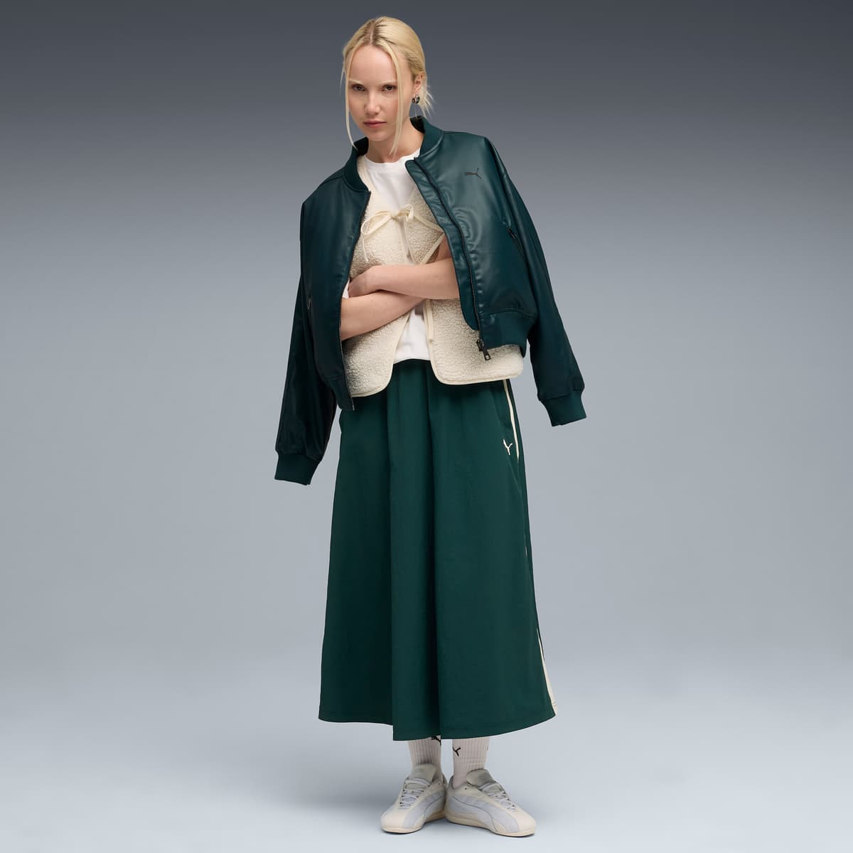 PUMA T7 Woven midirok voor Dames, Groen, Maat XS thumbnail 6