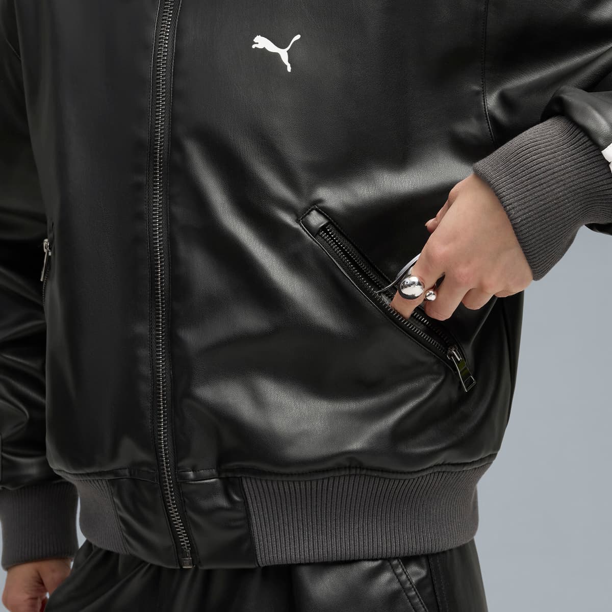 PUMA T7 bomberjack voor Dames, Zwart, Maat XS thumbnail 7