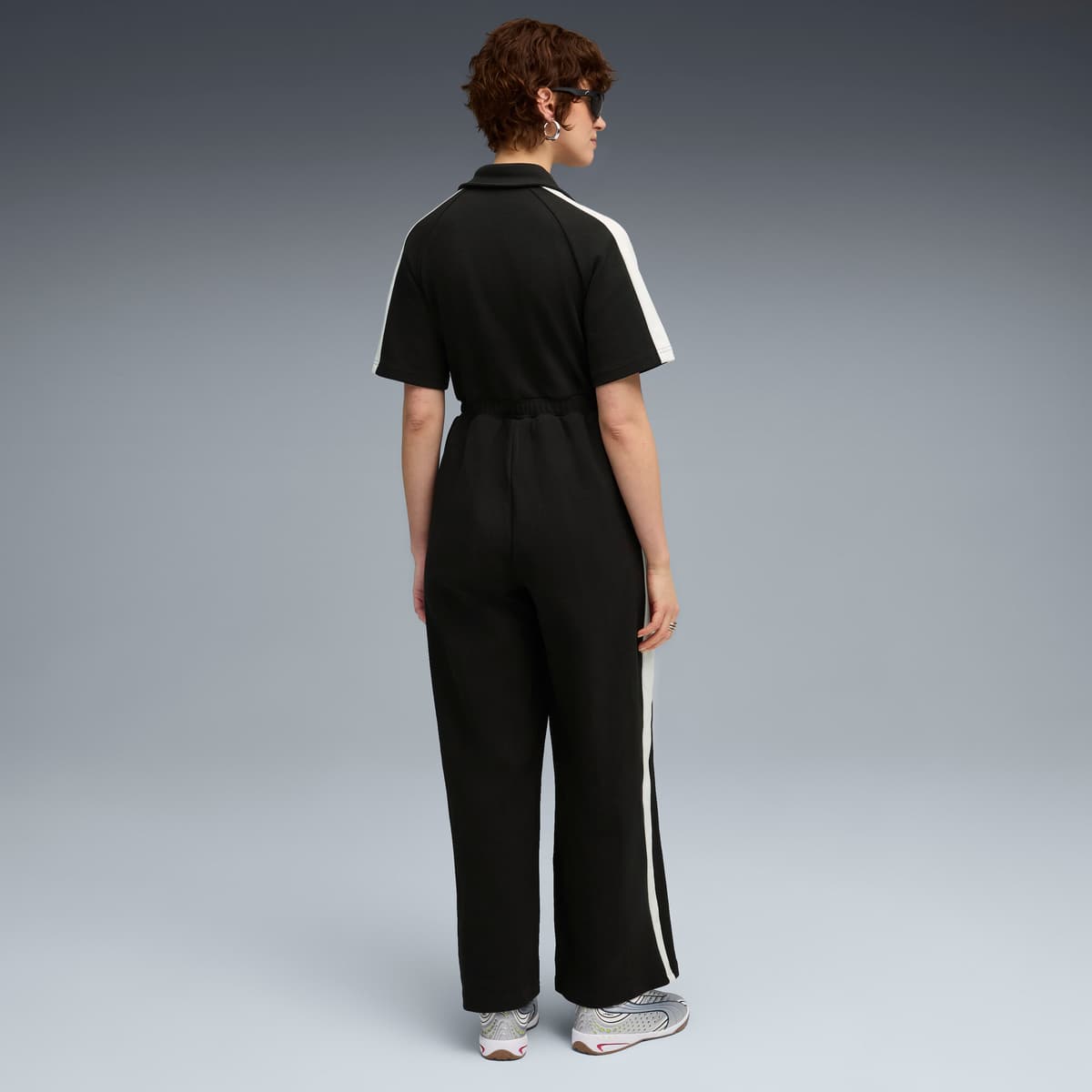 PUMA T7 jumpsuit met korte mouwen voor Dames, Zwart, Maat XS thumbnail 5