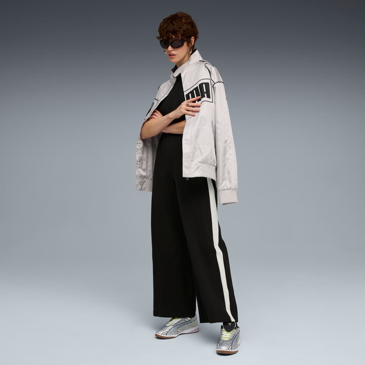 PUMA T7 jumpsuit met korte mouwen voor Dames, Zwart, Maat XS thumbnail 4