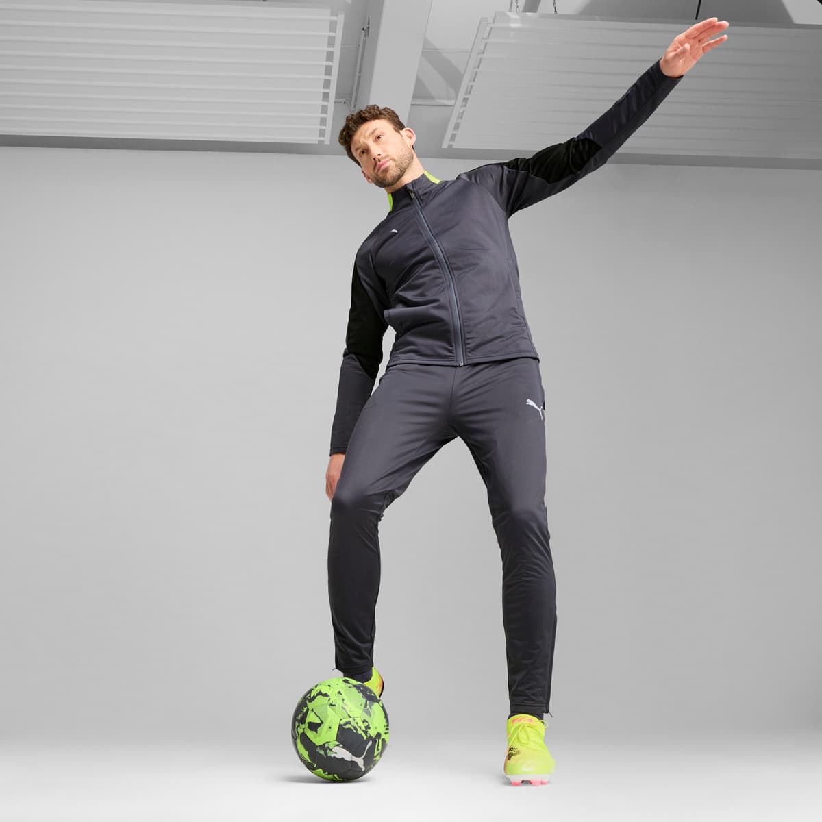 PUMA individualLIGA trainingspak voor Heren, Grijs/Geel, Maat XXL