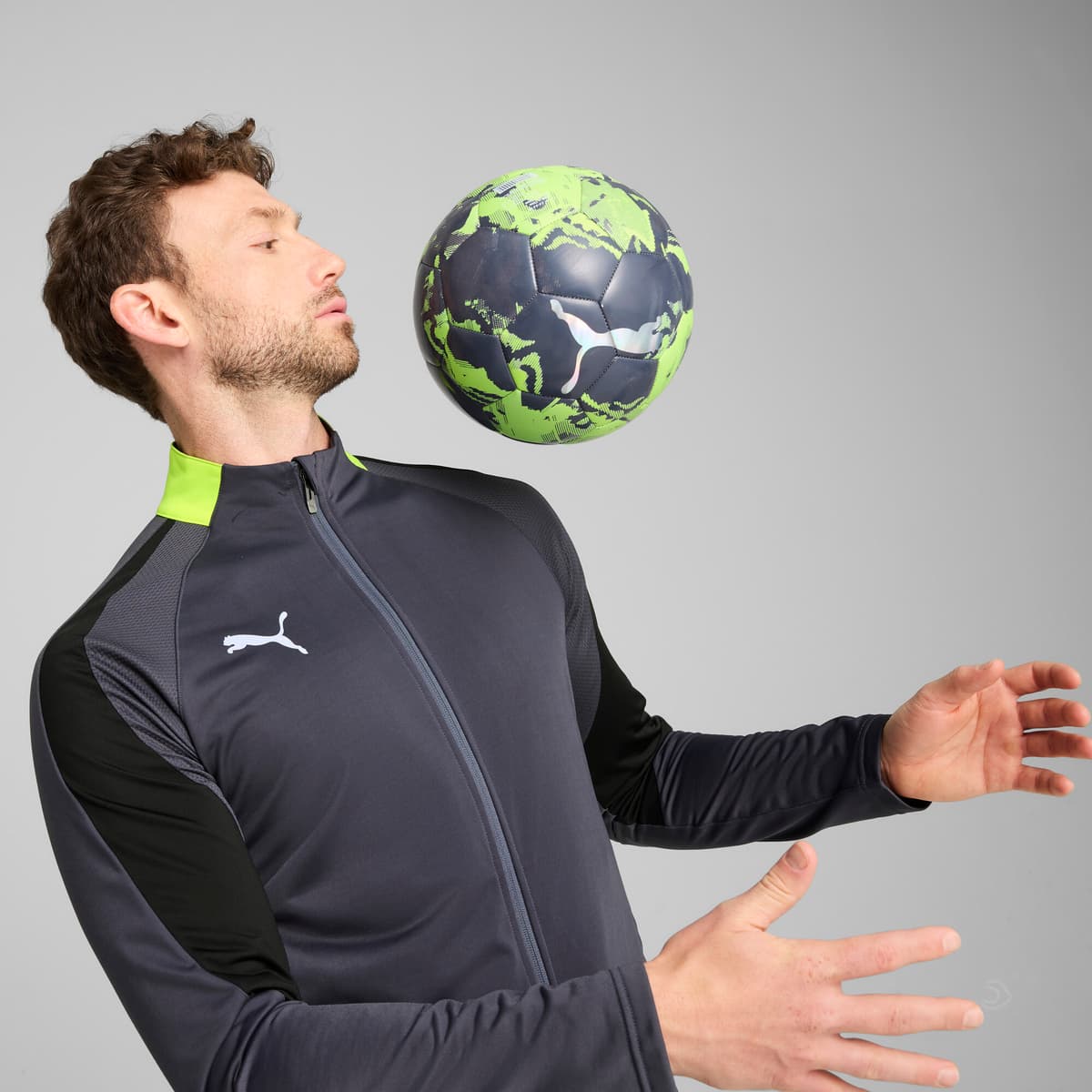 PUMA individualLIGA trainingspak voor Heren, Grijs/Geel, Maat XXL thumbnail 7