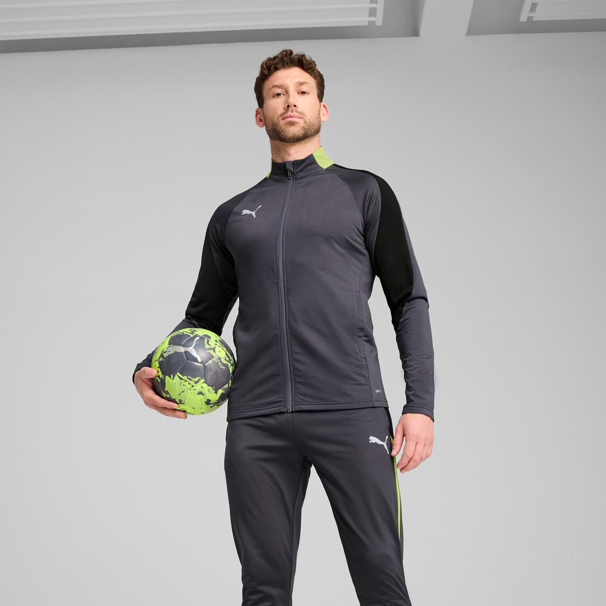 PUMA individualLIGA trainingspak voor Heren, Grijs/Geel, Maat XXL thumbnail 6