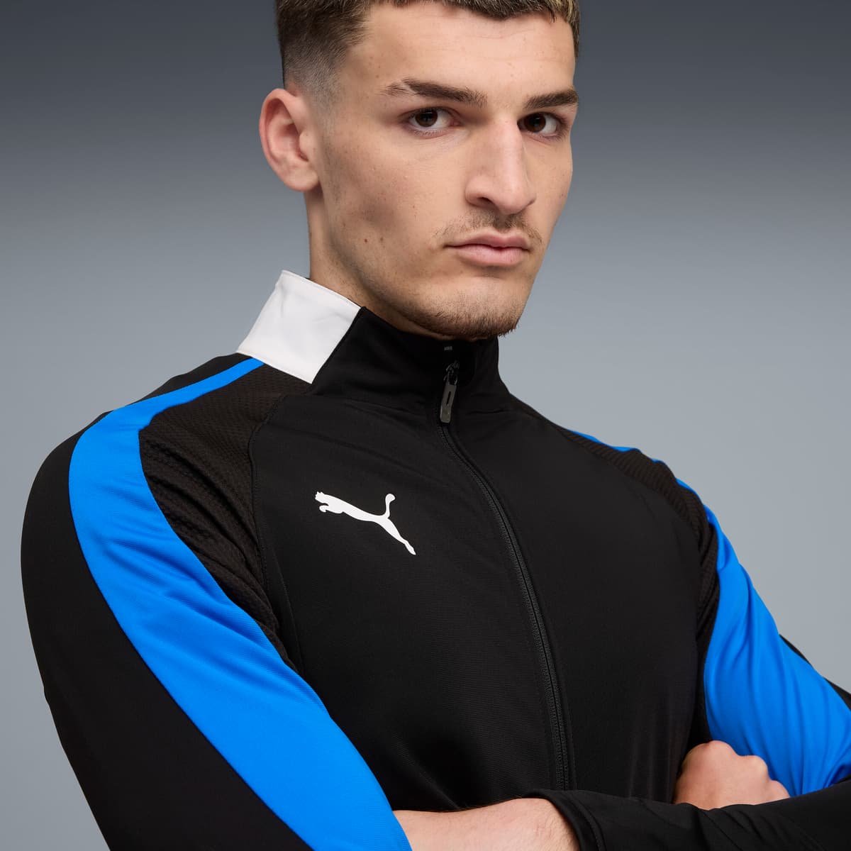 PUMA individualLIGA trainingspak voor Heren, Blauw/Zwart/Wit, Maat XL thumbnail 7