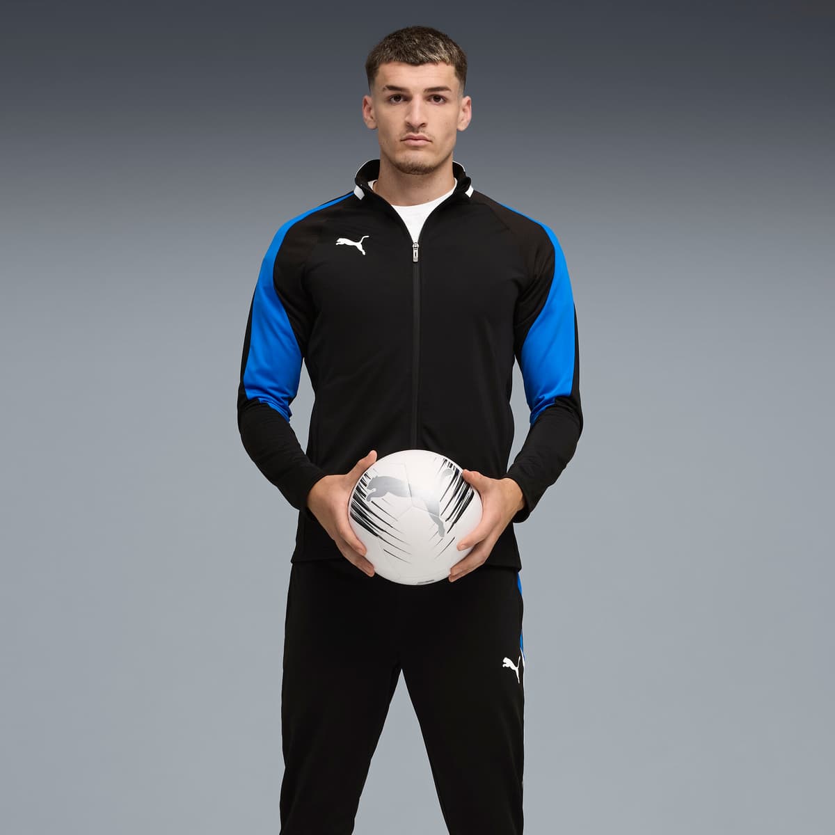 PUMA individualLIGA trainingspak voor Heren, Blauw/Zwart/Wit, Maat XL thumbnail 6