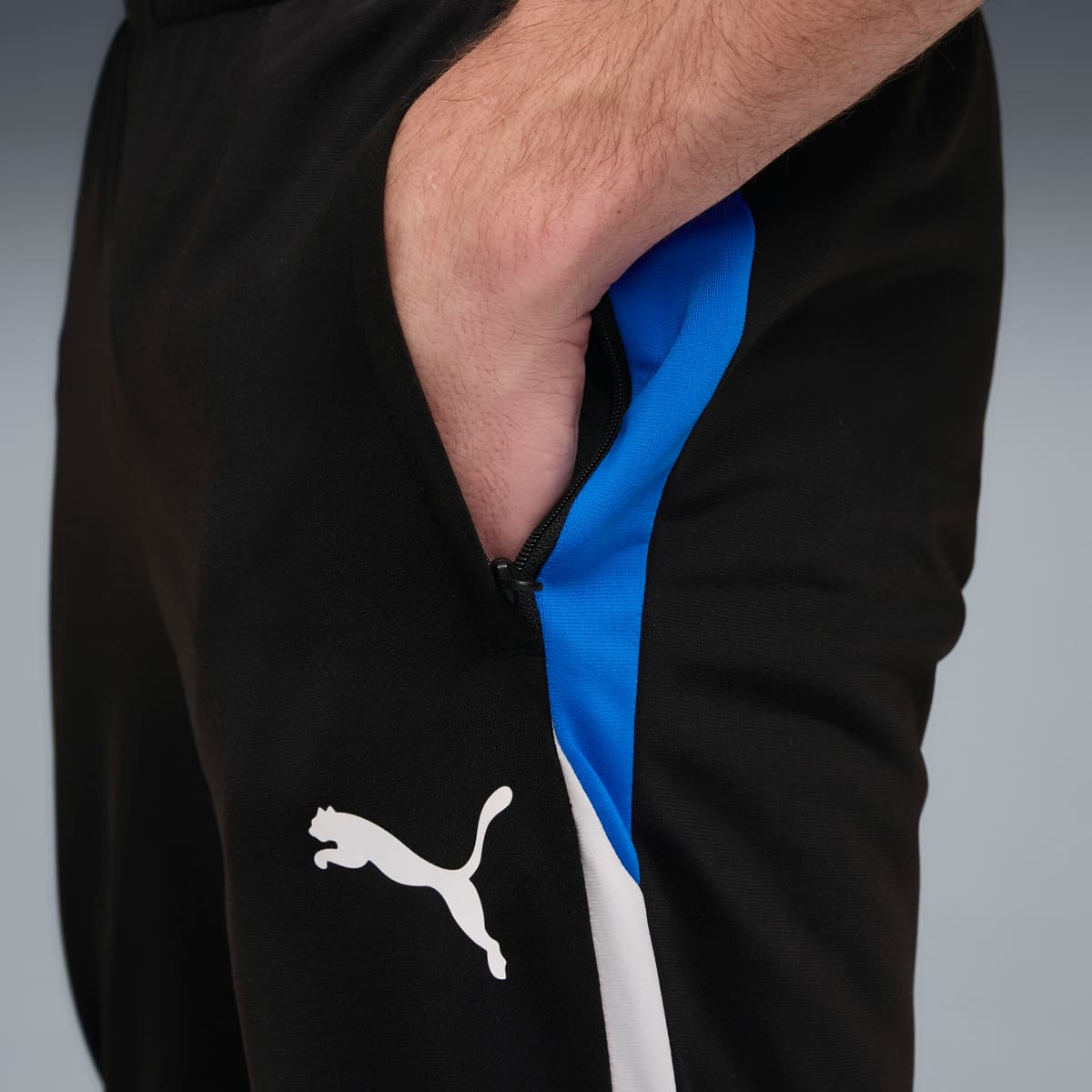 PUMA individualLIGA trainingspak voor Heren, Blauw/Zwart/Wit, Maat XL thumbnail 4