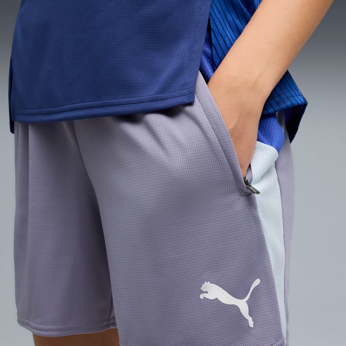 PUMA IndividualBLAZE voetbalshort voor Dames, Blauw/Grijs/Wit, Maat XS thumbnail 2