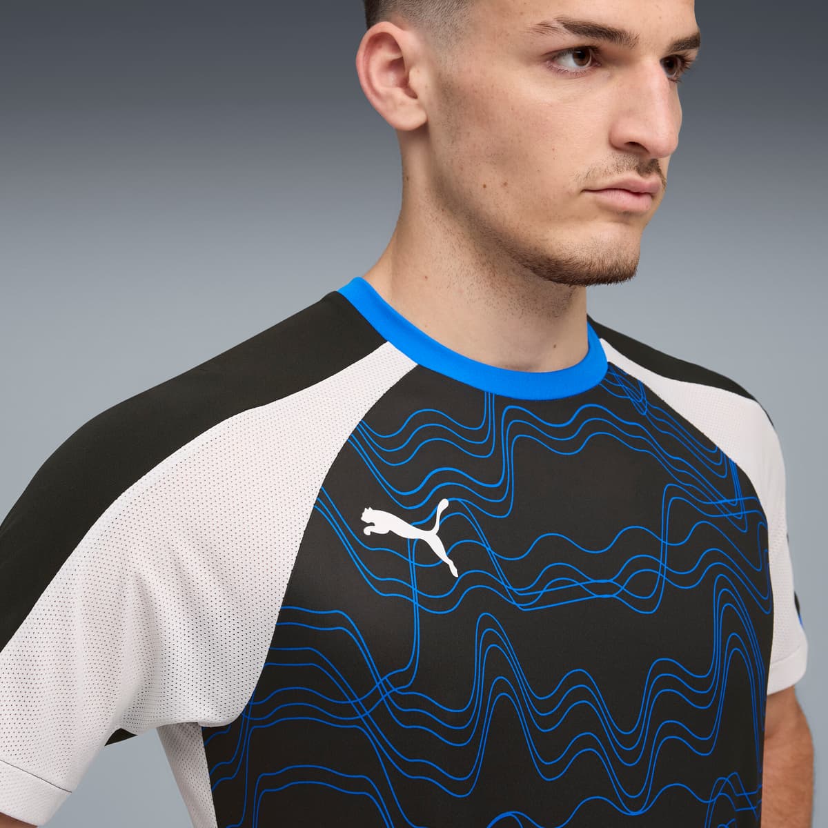 PUMA IndividualLIGA voetbalshirt met print voor Heren, Blauw/Zwart/Wit, Maat 3XL thumbnail 5