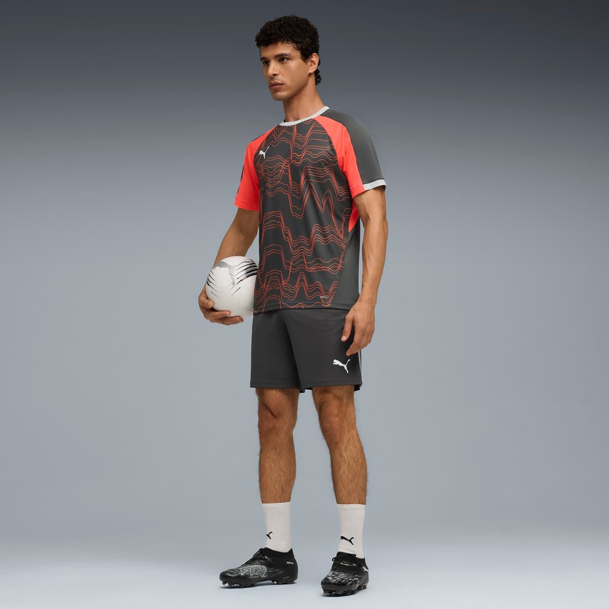 PUMA IndividualLIGA voetbalshirt met print voor Heren, Grijs/Rood/Wit, Maat L thumbnail 4