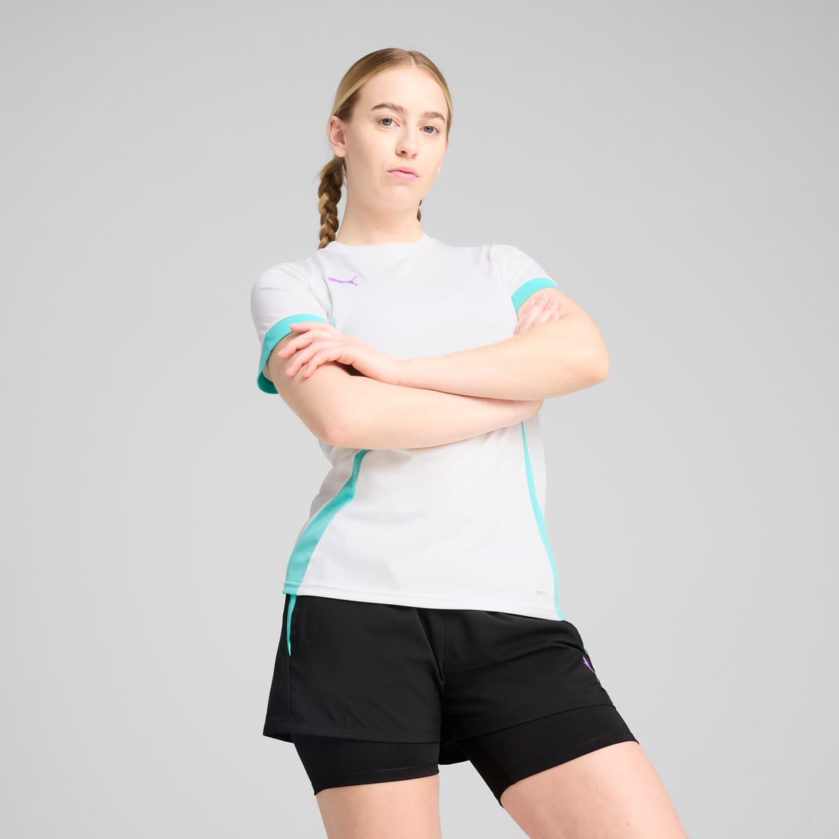 PUMA INDIVIDUAL padelshirt voor Dames, Wit/Paars, Maat L