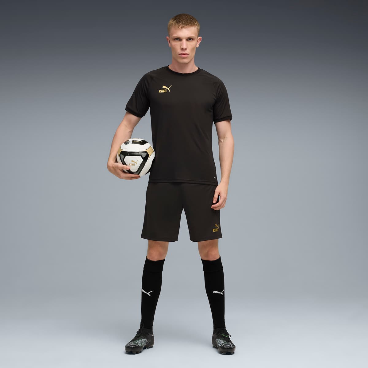 PUMA KINGtouch voetbalshirt voor Heren, Zwart/Goud, Maat XL thumbnail 4