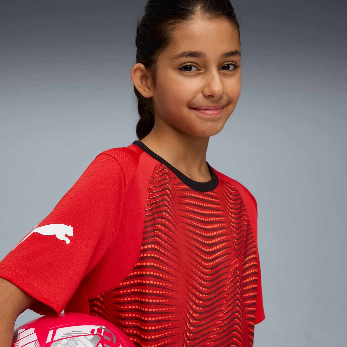 PUMA individualFINAL voetbalshirt, Zwart/Rood, Maat 15-16Y thumbnail 4