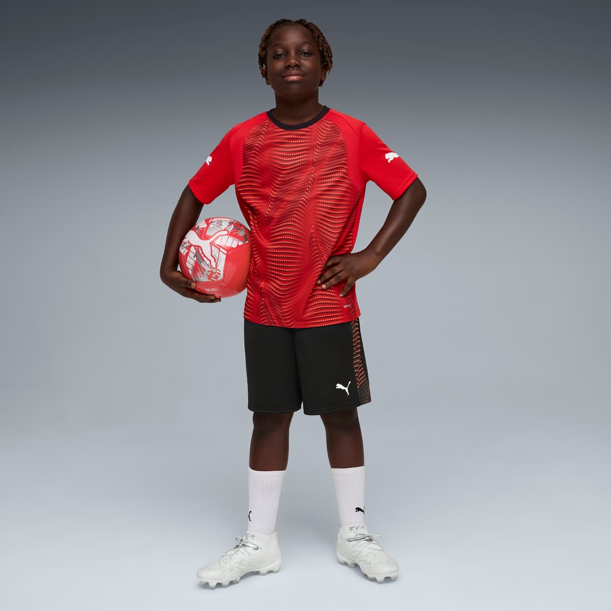 PUMA individualFINAL voetbalshirt, Zwart/Rood, Maat 15-16Y thumbnail 3