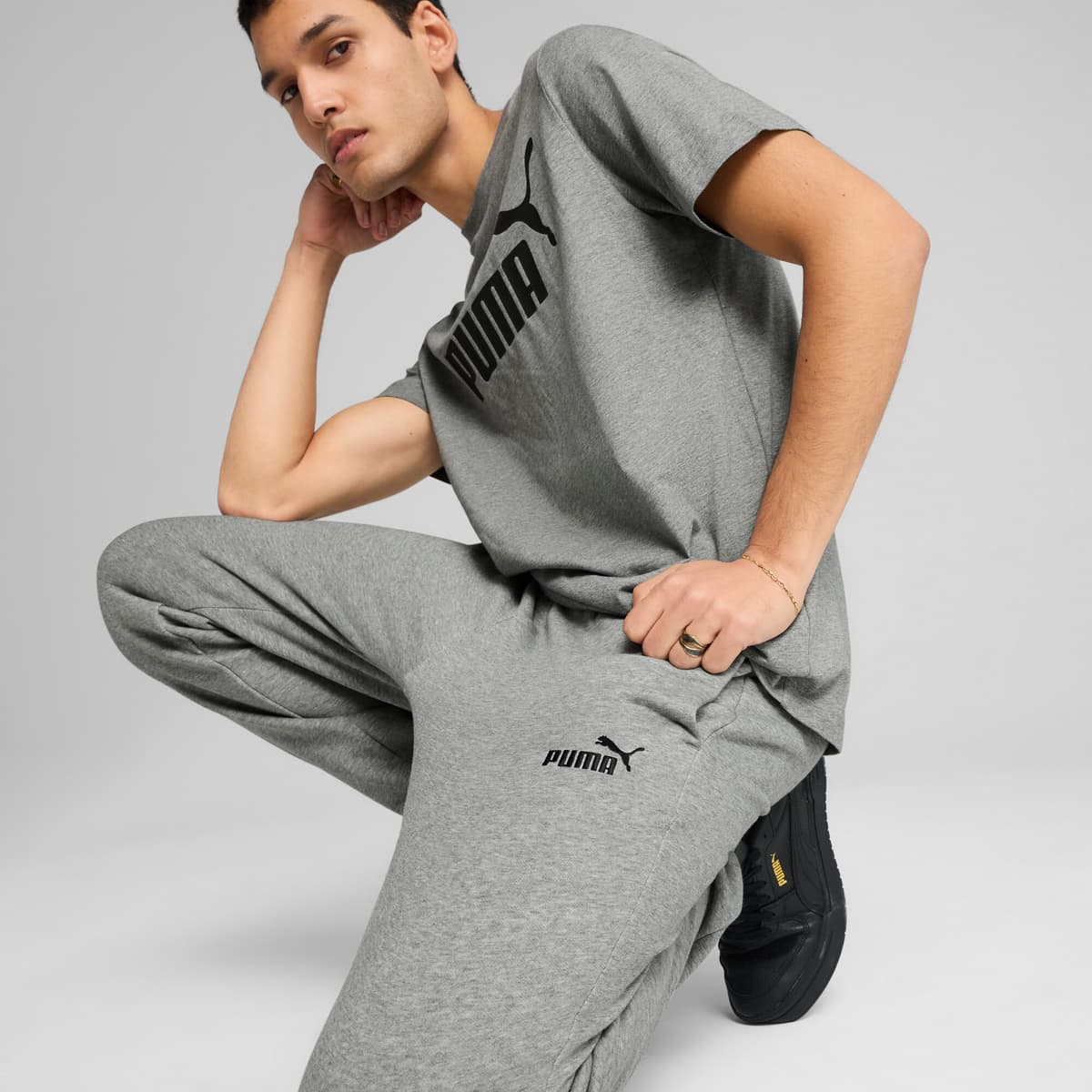 PUMA Essentials No. 1 Logo Slim joggingbroek voor Heren, Grijs, Maat XXL thumbnail 4