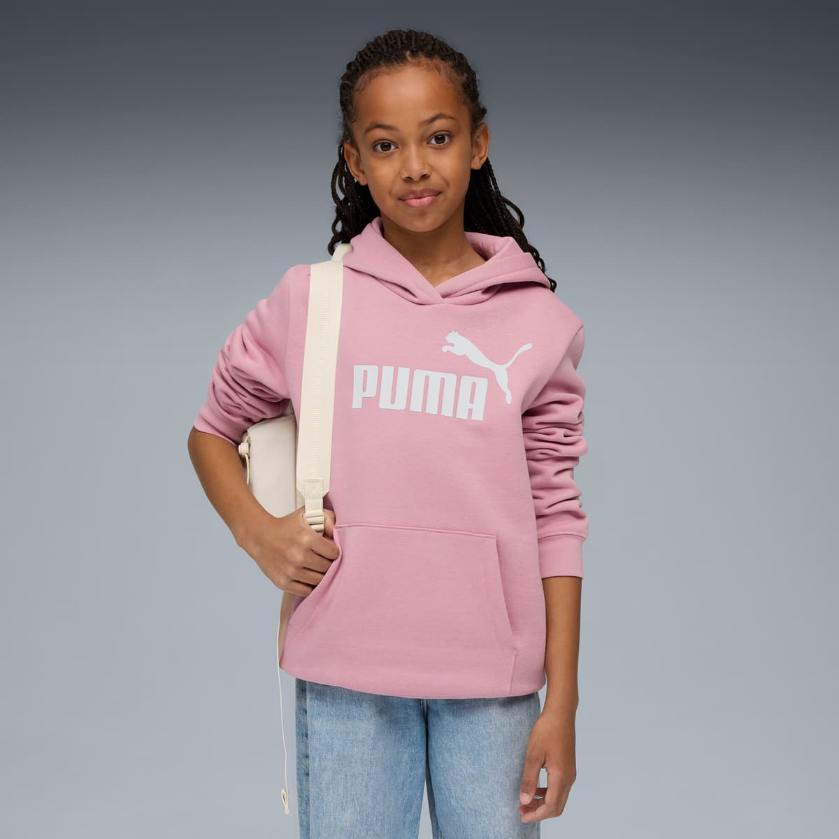 PUMA ESS No. 1-logo fleece hoodie voor Dames, Roze, Maat 13-14Y