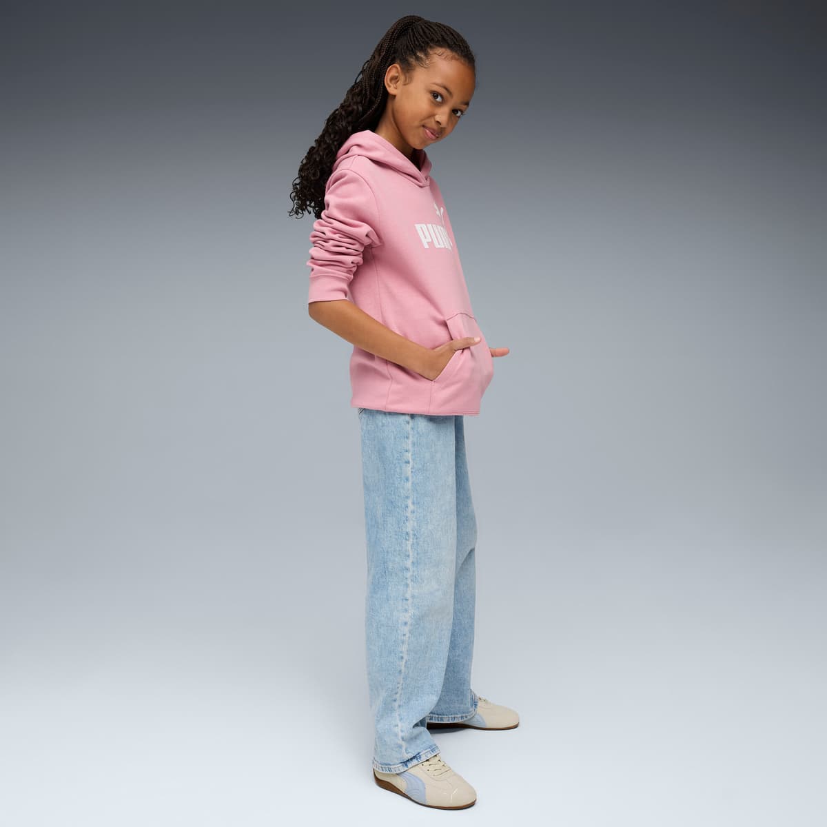 PUMA ESS No. 1-logo fleece hoodie voor Dames, Roze, Maat 7-8Y thumbnail 4