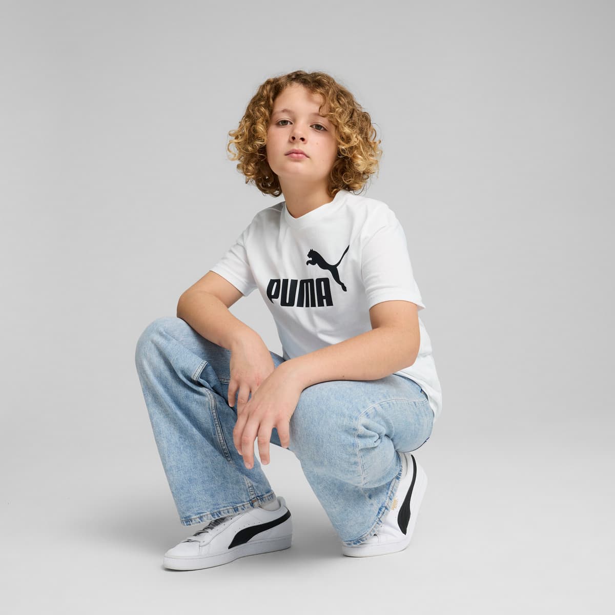 PUMA ESS No. 1-logo T-shirt voor Heren, Wit, Maat 15-16Y thumbnail 2