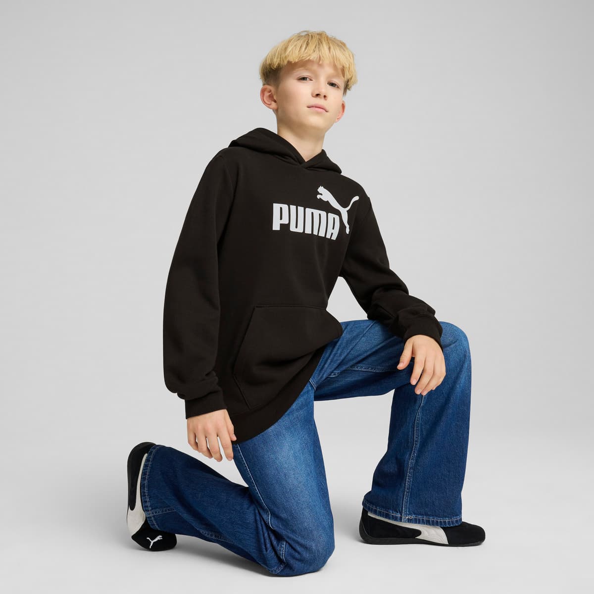PUMA ESS No. 1-logo fleece hoodie voor Heren, Zwart, Maat 13-14Y thumbnail 4