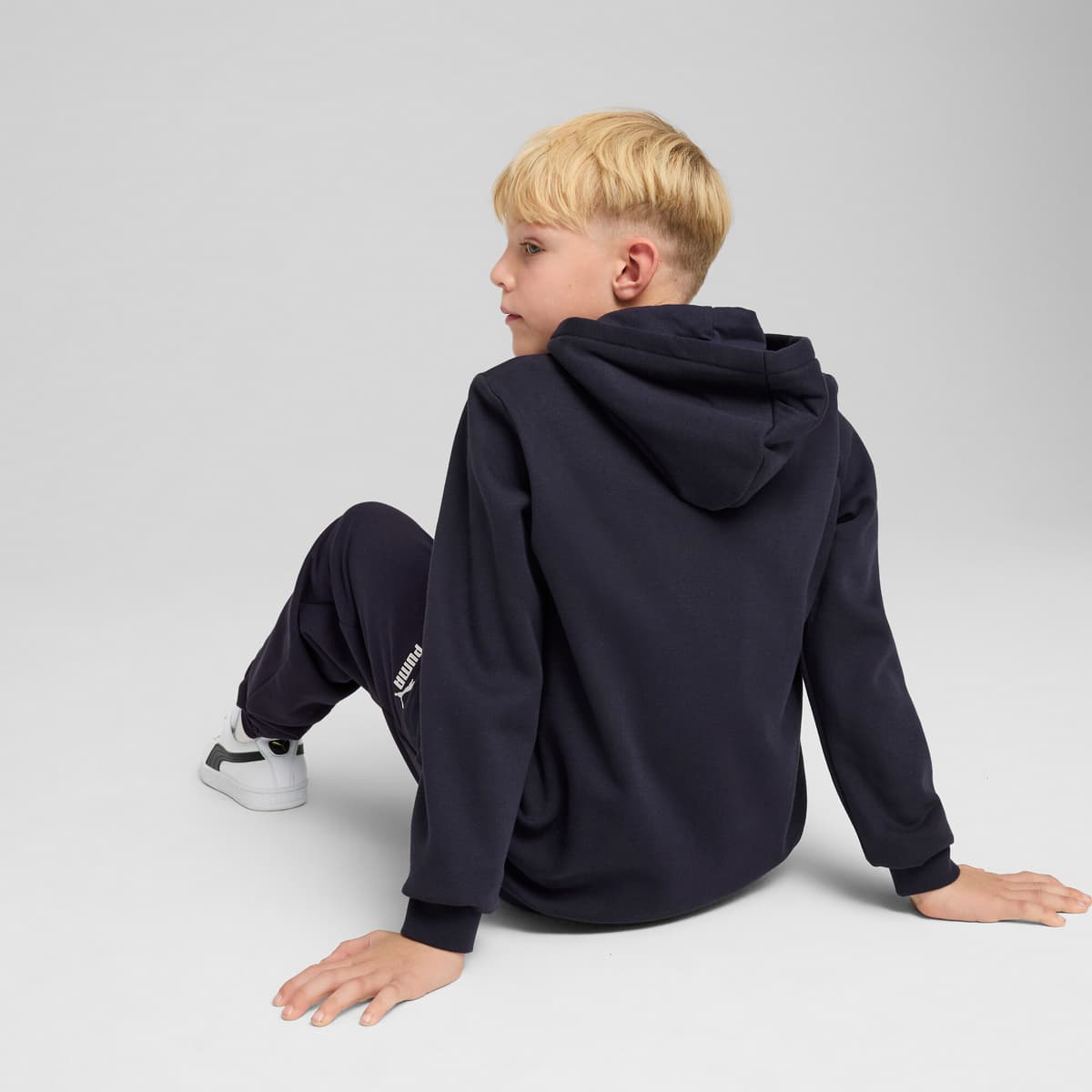 PUMA ESS No. 1-logo fleece hoodie voor Heren, Blauw, Maat 9-10Y thumbnail 5