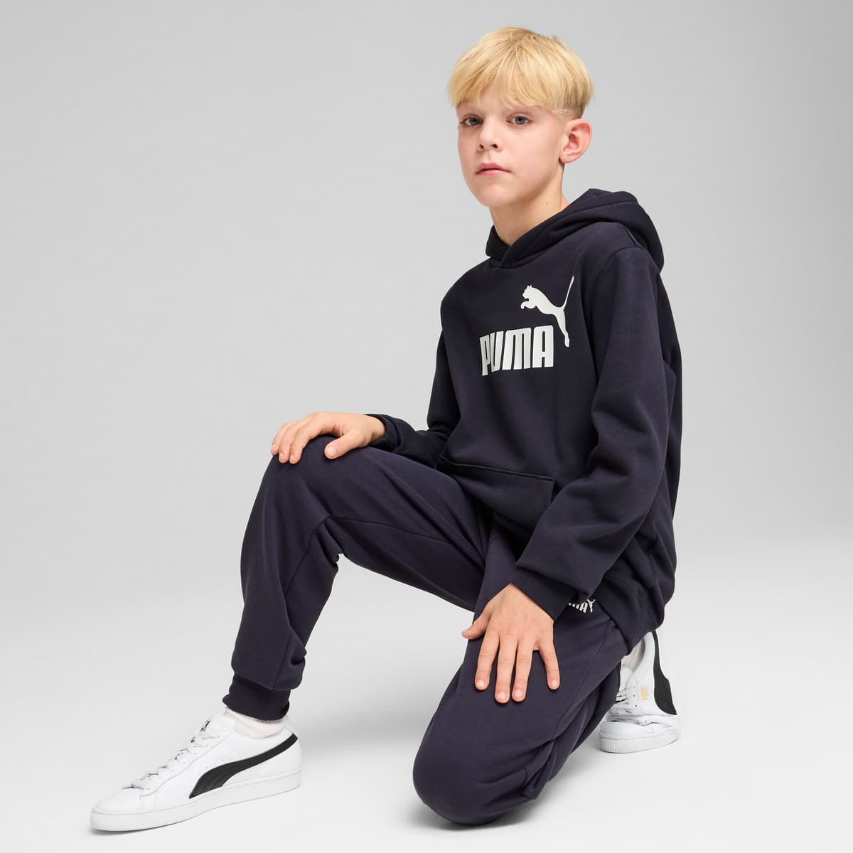 PUMA ESS No. 1-logo fleece hoodie voor Heren, Blauw, Maat 9-10Y thumbnail 4