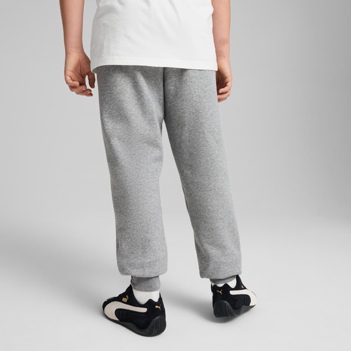 PUMA ESS No. 1-logo fleece sweatpant voor Heren, Grijs, Maat 13-14Y thumbnail 3