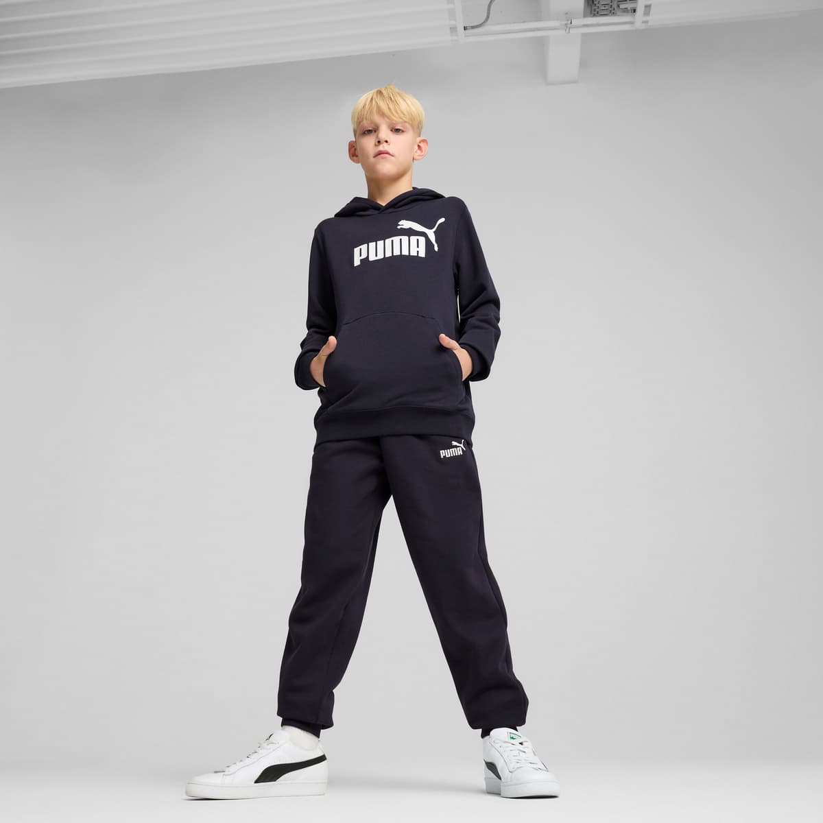 PUMA ESS No. 1-logo fleece sweatpant voor Heren, Blauw, Maat 7-8Y thumbnail 2