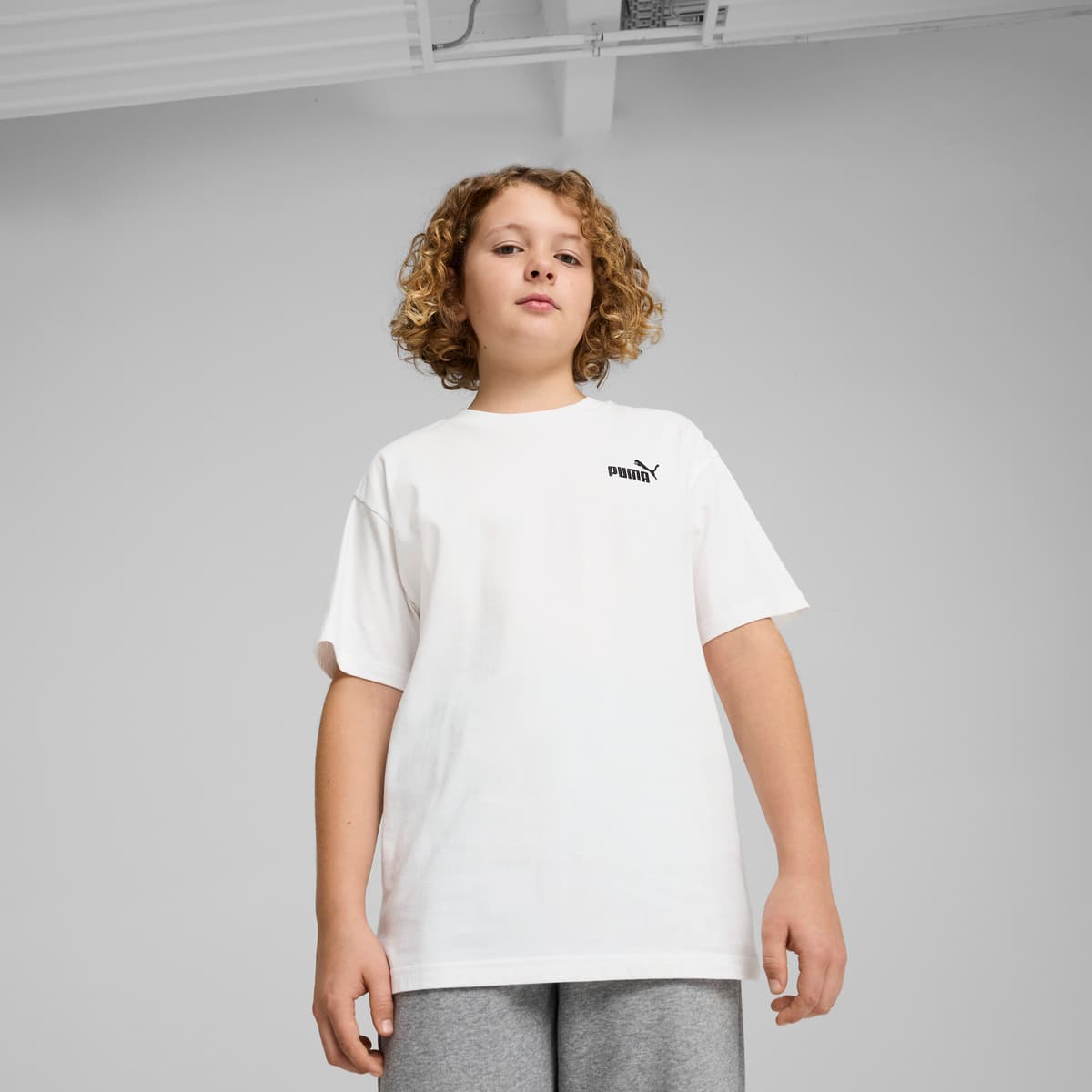 PUMA ESS Small No. 1-logo relaxed T-shirt voor Heren, Wit, Maat 13-14Y