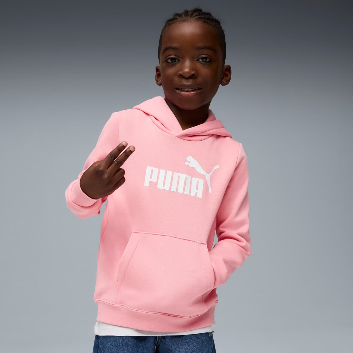 PUMA ESS No. 1-logo fleece hoodie voor Heren, Roze, Maat 5-6Y